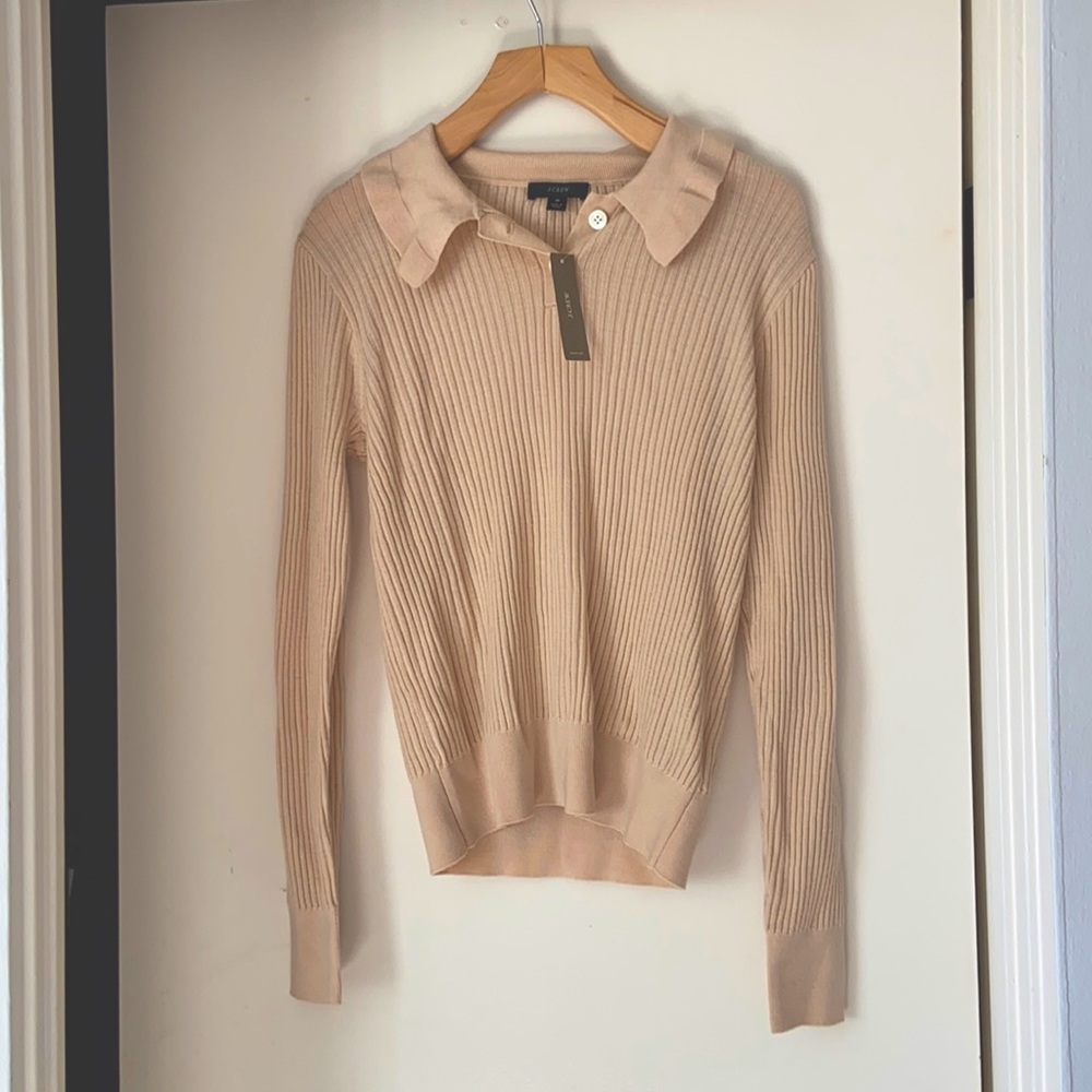 NWT J Crew Ruffle Collar sweater, fine merino
